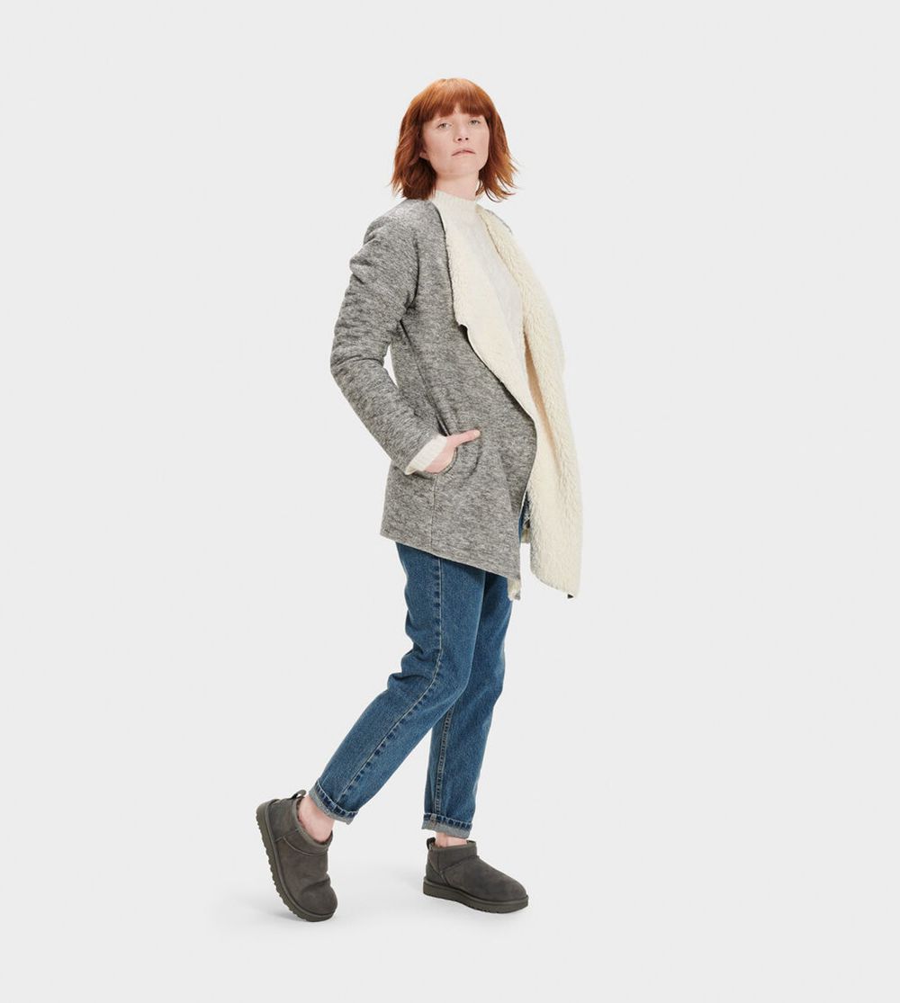 Ugg Cardigan Womens - Ugg Abriana Shawl Grey - 724NLCBRK